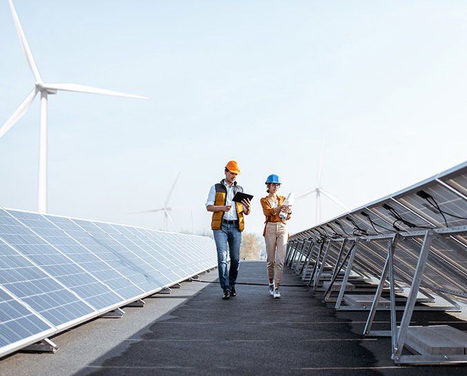 Front End Loading - Engineers doing risk assessment in solar energy farm